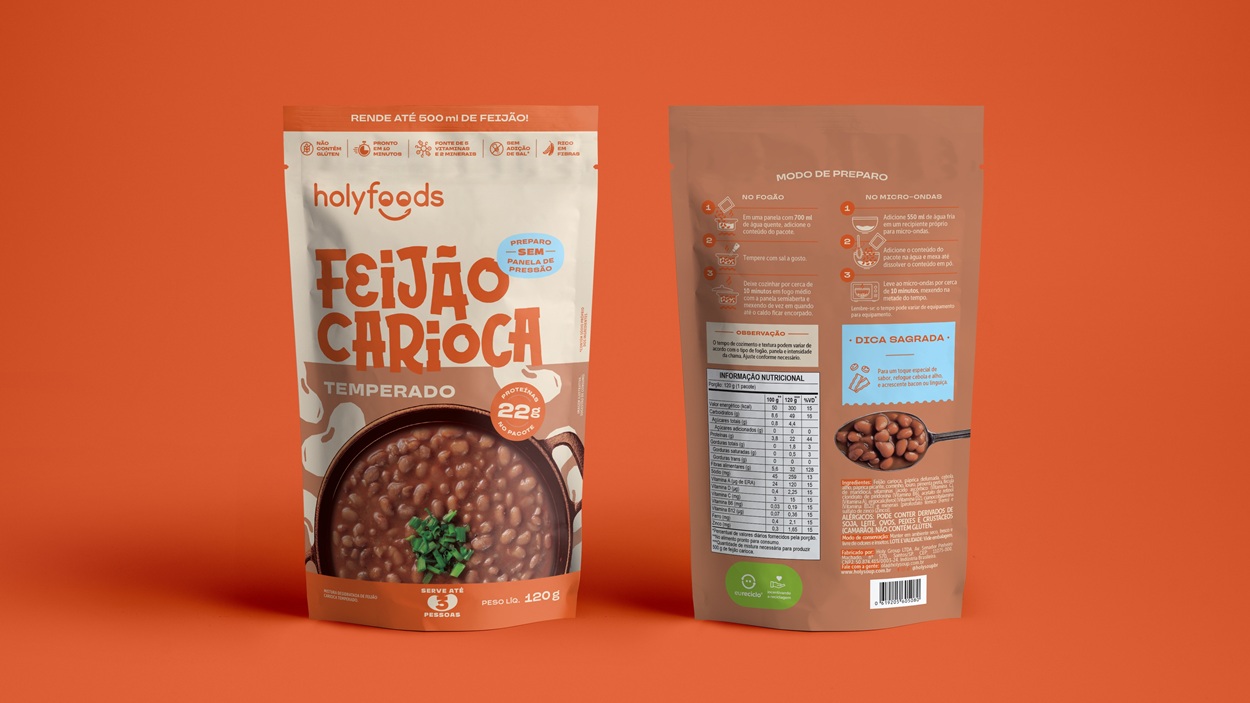 Feijão da HolyFoods em stand-up pouches