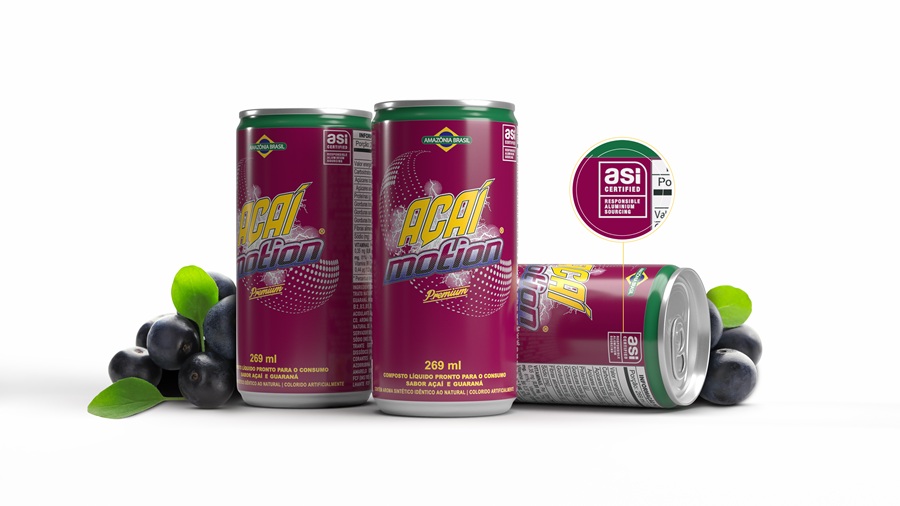 Latas de alumínio da Açaí Motion com selo ASI