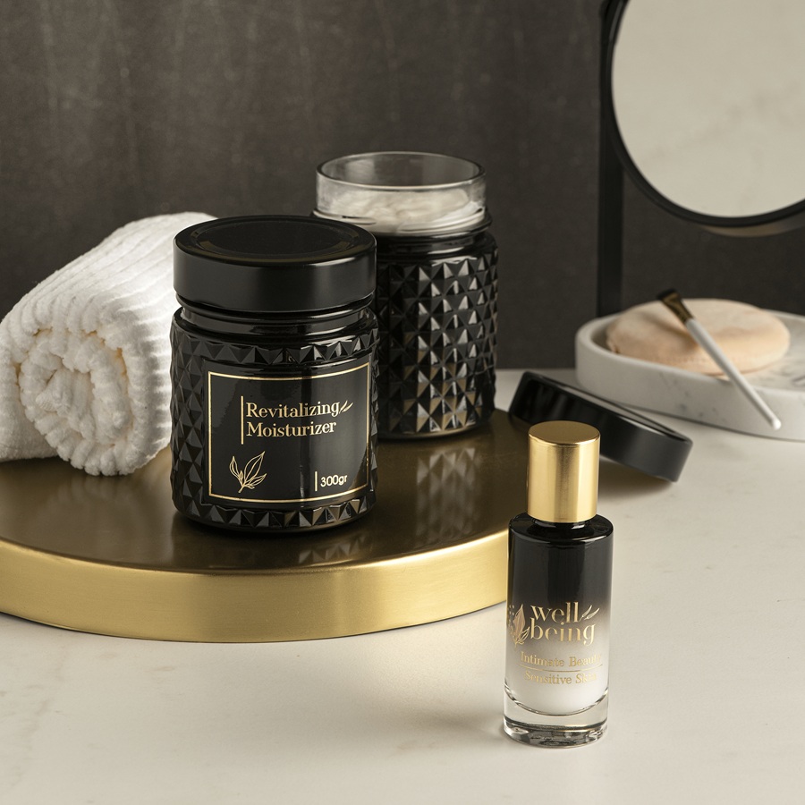 cosméticos de luxo em vidro