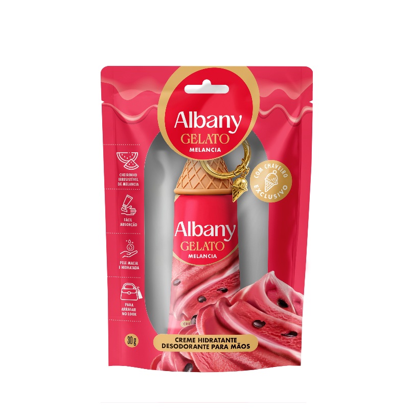 Albany lança creme para as mãos com embalagem em formato de chaveiro