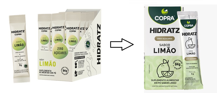 Copra reformula embalagem do repositor de eletrólitos Hidratz